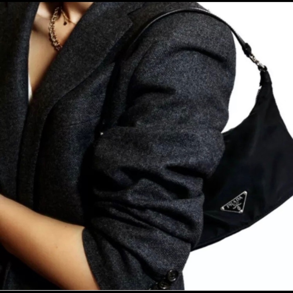 Black Authentic Prada Tessuto Nylon Shoulder Bag